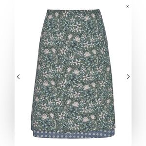 New Laura Ashley Reversible Floral & Polka Dot Print Green Blue Skirt UK14 US10
